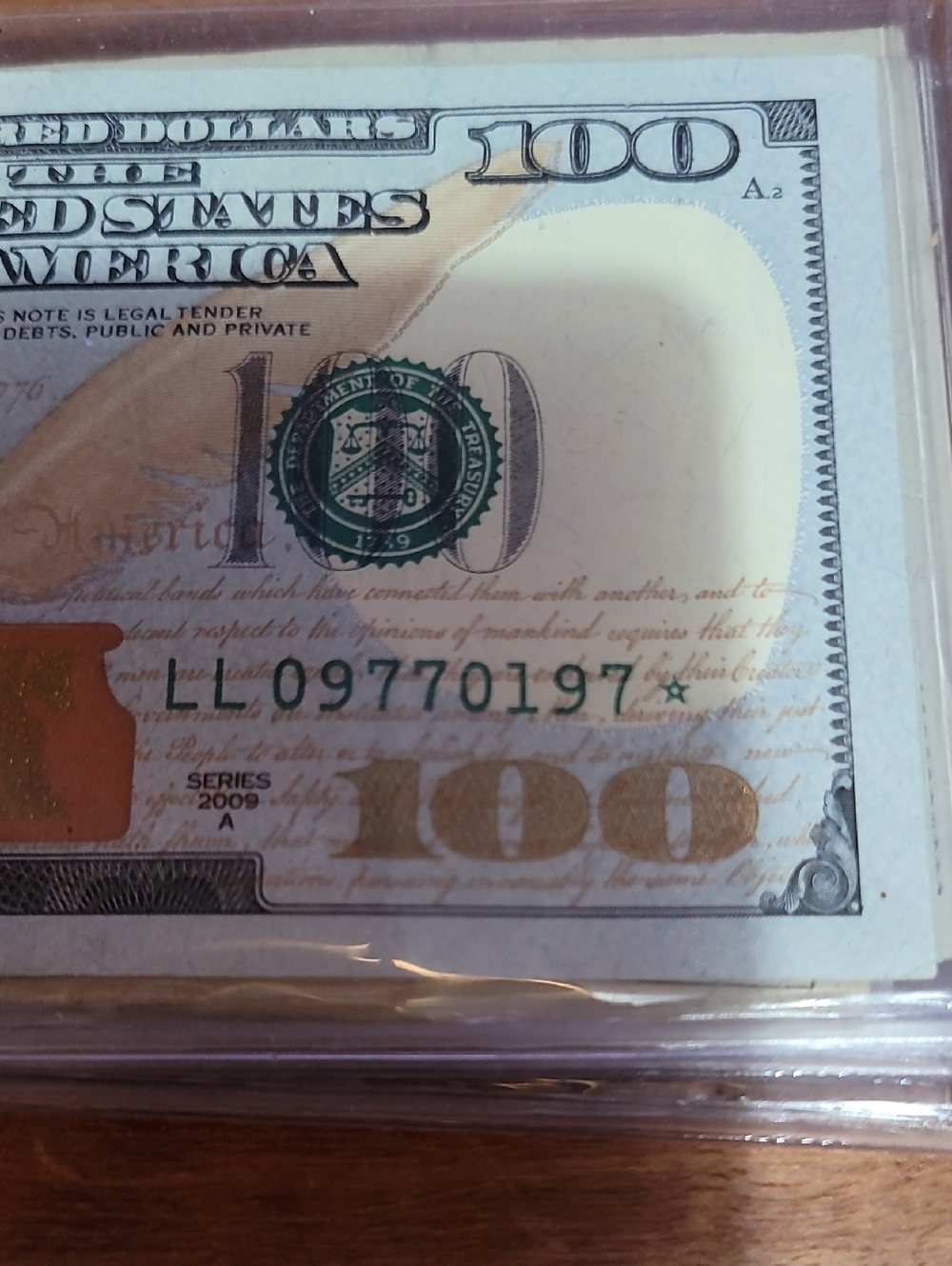 U.S. $100 Star Note. Series 2009 A.